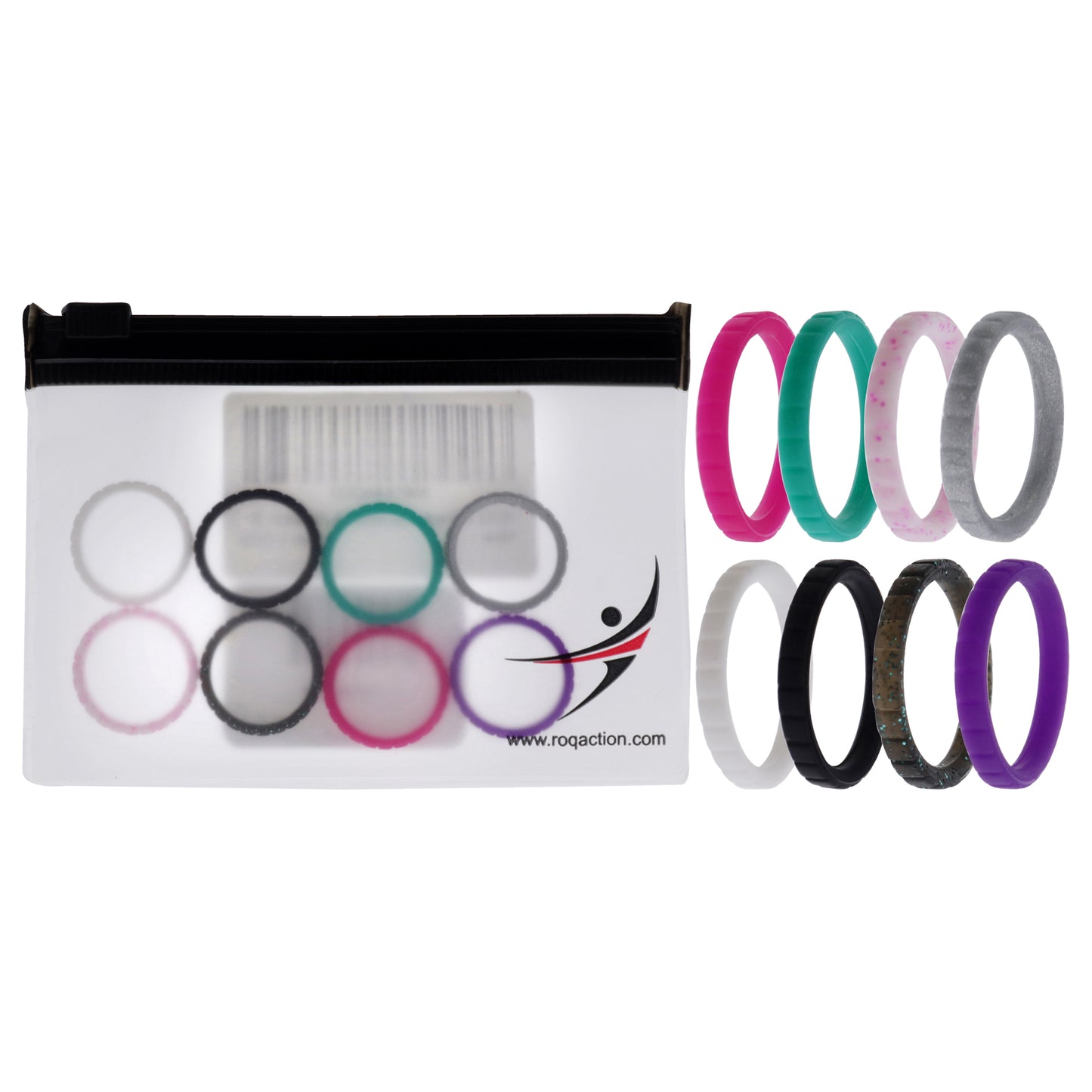 ROQ Silicone Wedding Stackble Lines Ring Set - MultiColor