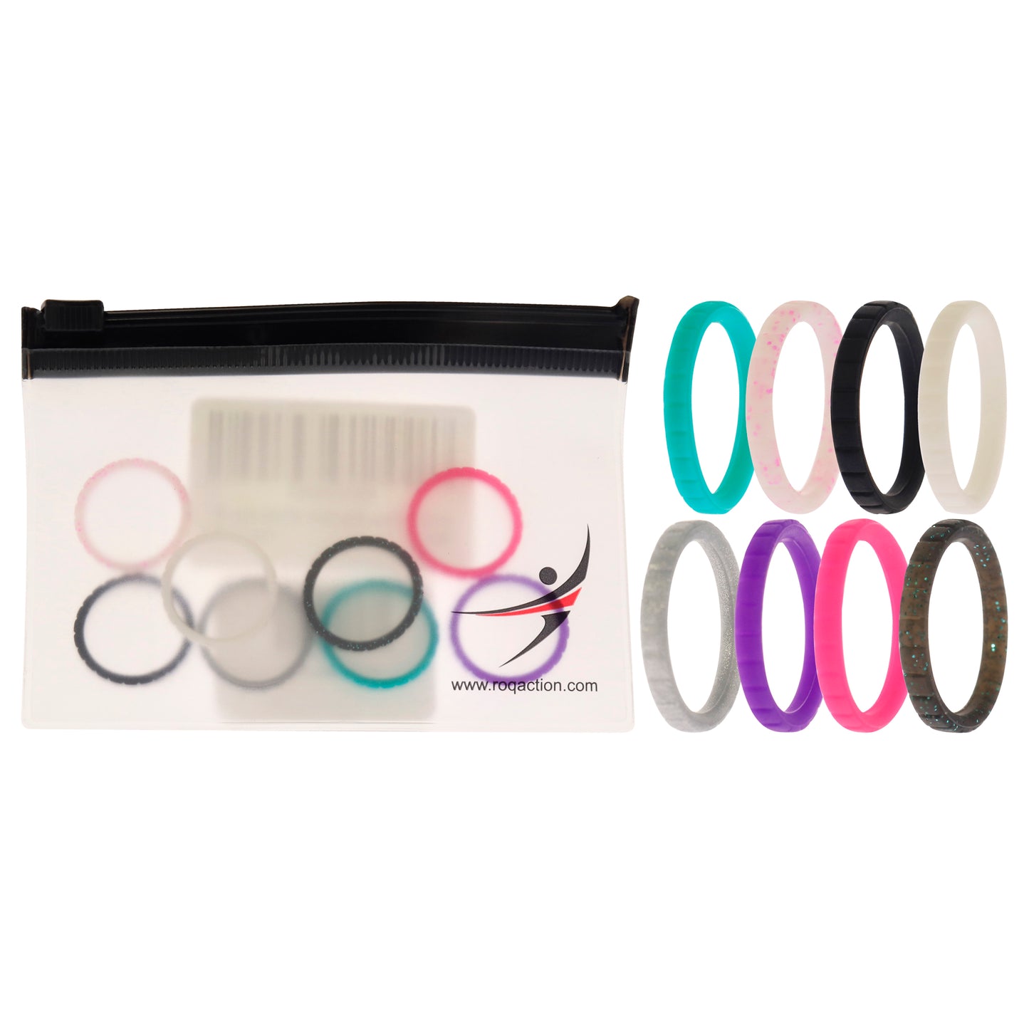 ROQ Silicone Wedding Stackble Lines Ring Set - MultiColor