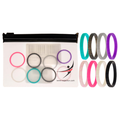 ROQ Silicone Wedding Stackble Lines Ring Set - MultiColor