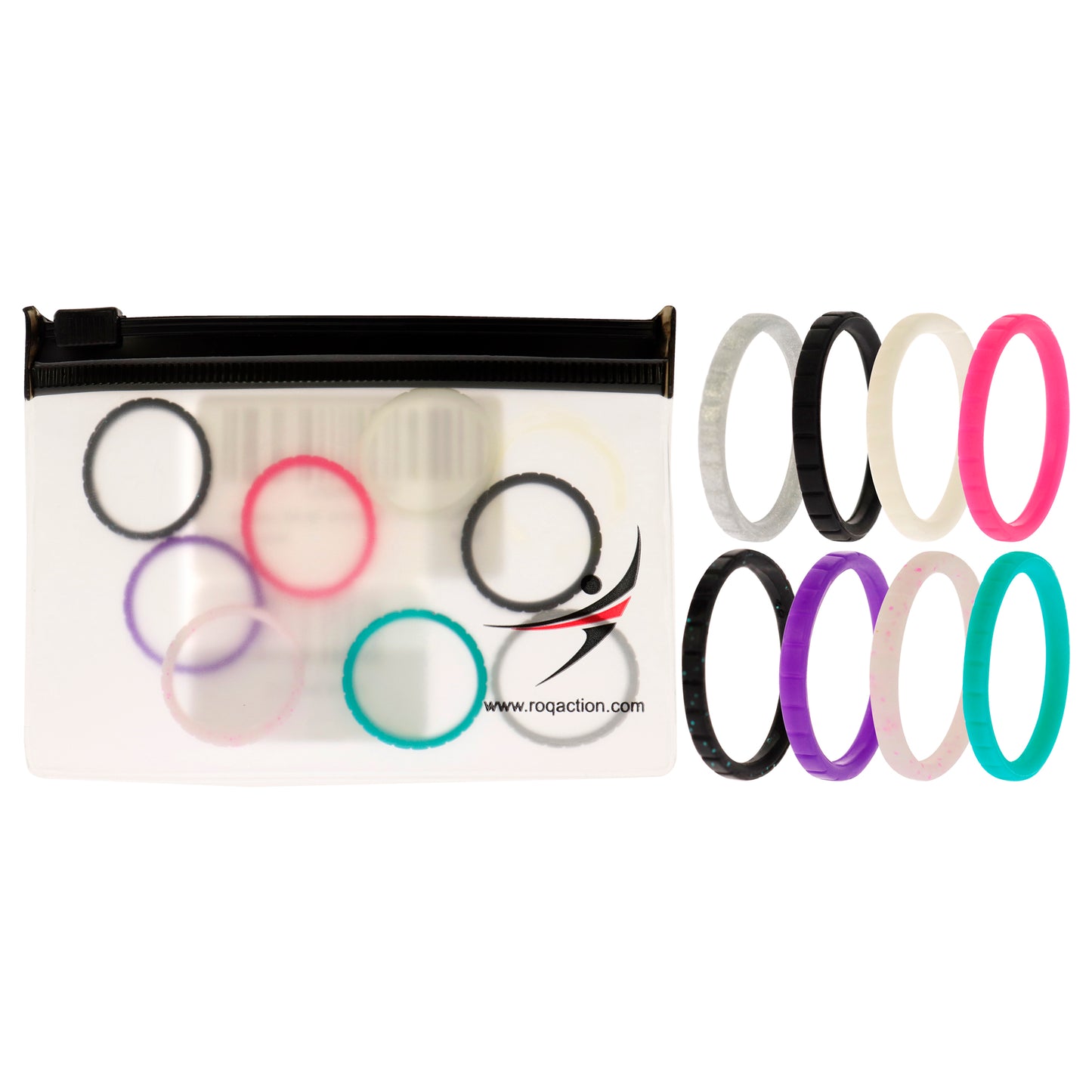 ROQ Silicone Wedding Stackble Lines Ring Set - MultiColor
