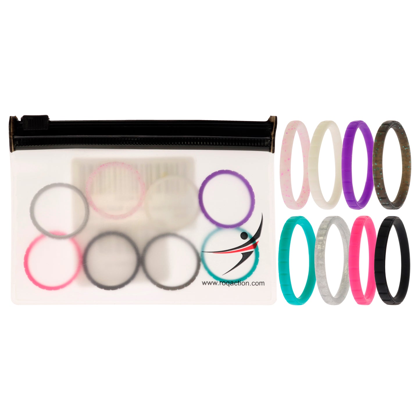 ROQ Silicone Wedding Stackble Lines Ring Set - MultiColor