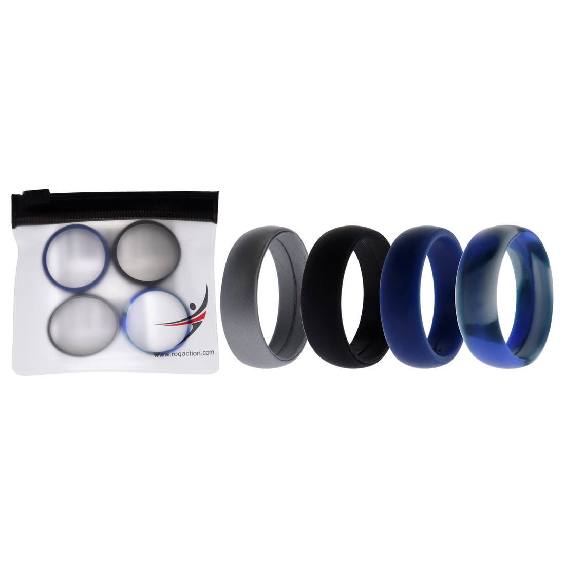 ROQ Silicone Wedding Ring Set - Blue-Camo
