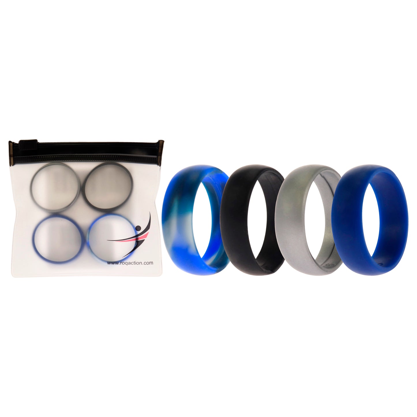 ROQ Silicone Wedding Ring Set - Blue-Camo