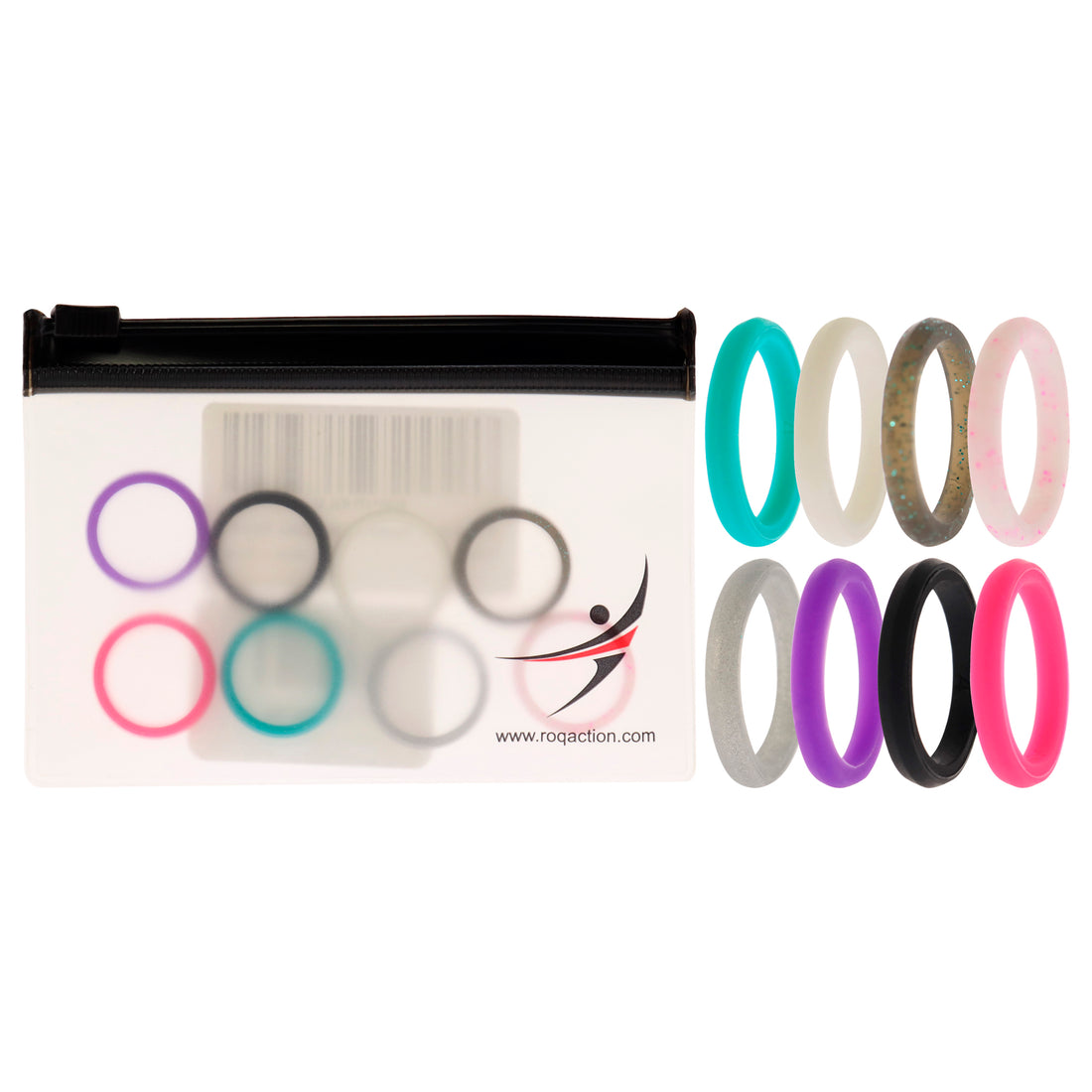 ROQ Silicone Wedding Stackble Point Ring Set - MultiColor