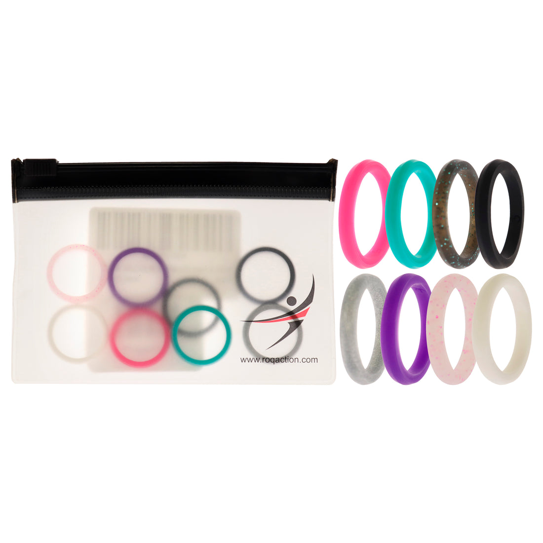 ROQ Silicone Wedding Stackble Point Ring Set - MultiColor