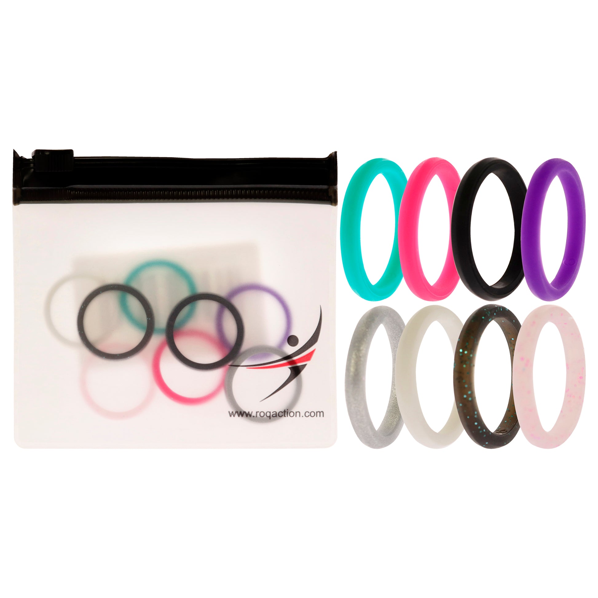 ROQ Silicone Wedding Stackble Point Ring Set - MultiColor