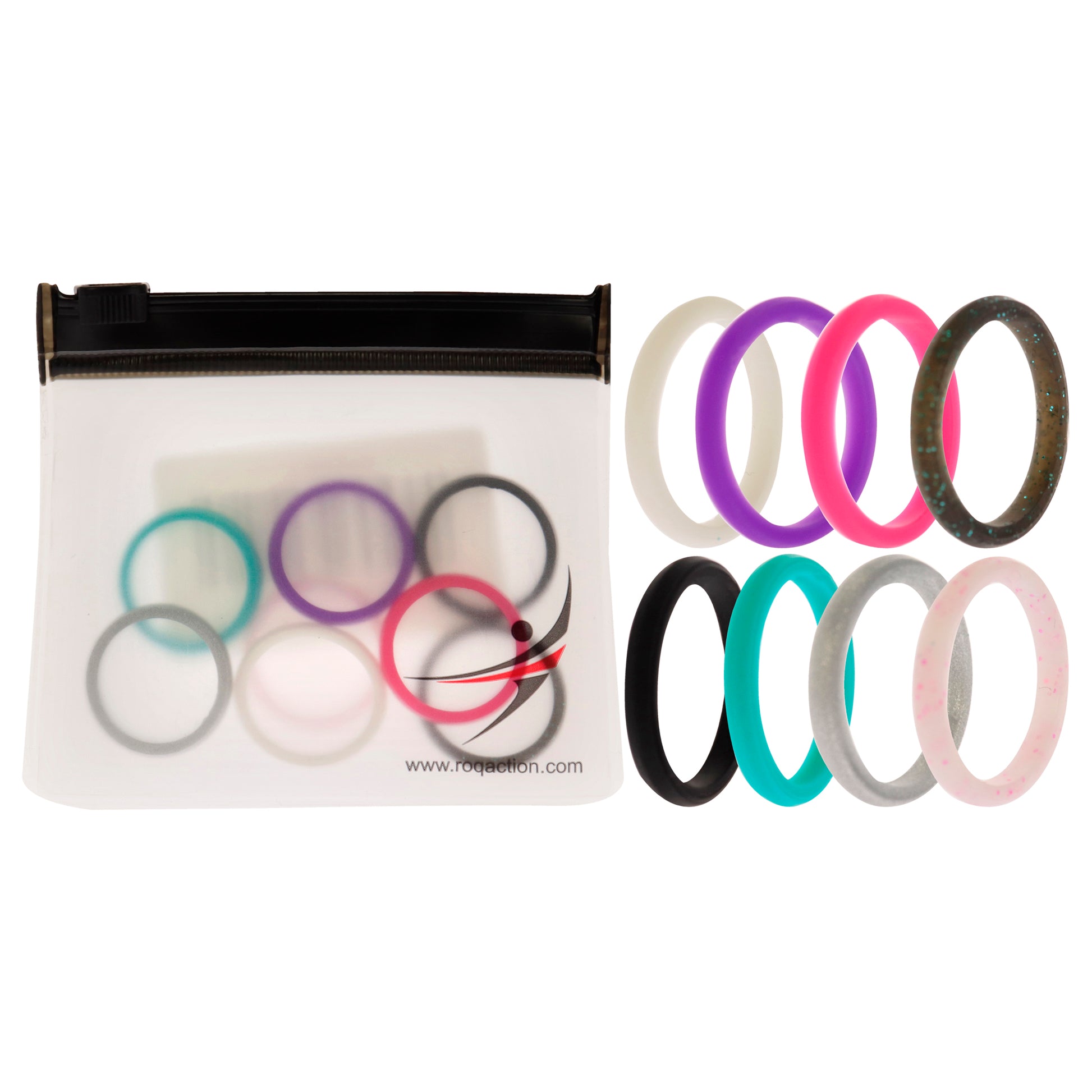 ROQ Silicone Wedding Stackble Point Ring Set - MultiColor