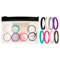 ROQ Silicone Wedding Stackble Point Ring Set - MultiColor
