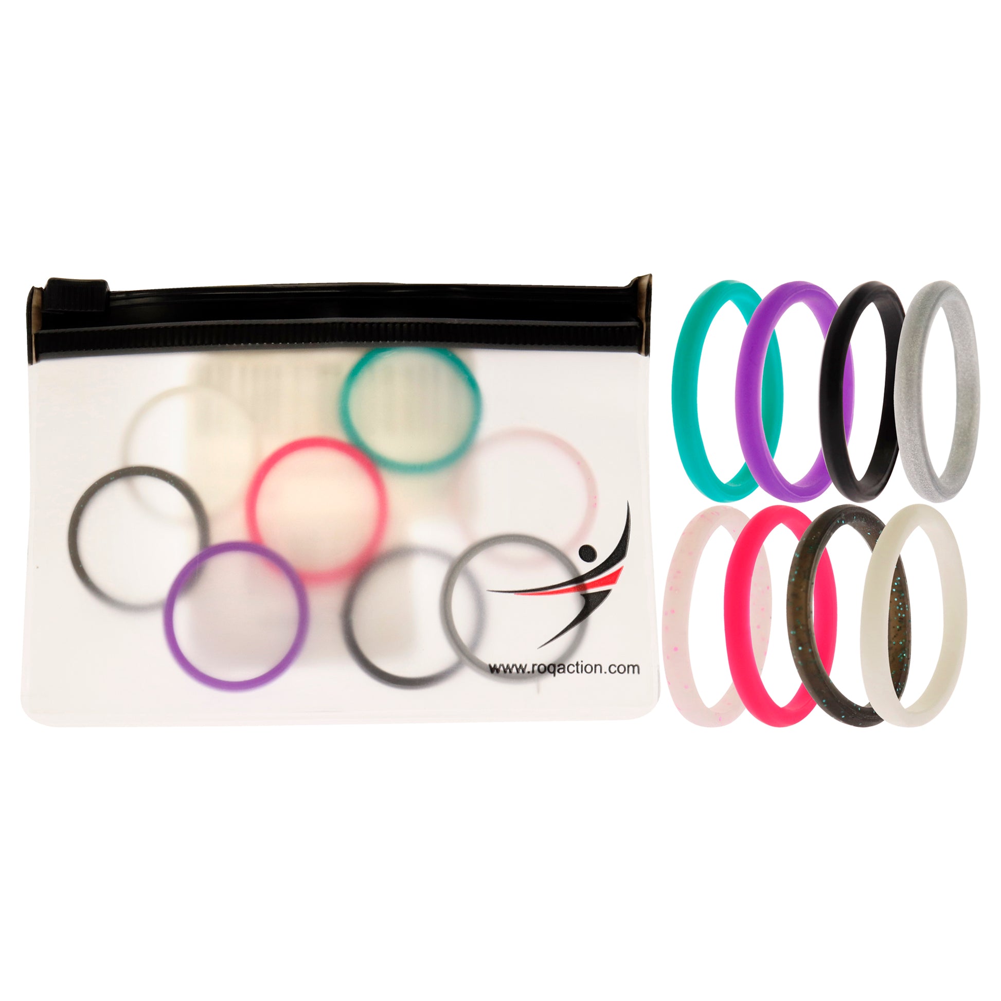 ROQ Silicone Wedding Stackble Point Ring Set - MultiColor
