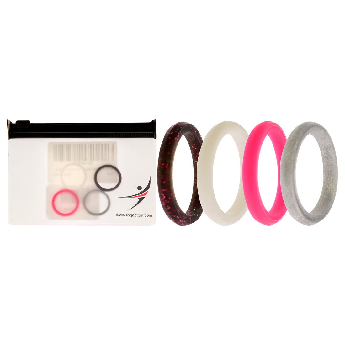 ROQ Silicone Wedding Stackble Point Ring Set - Pink