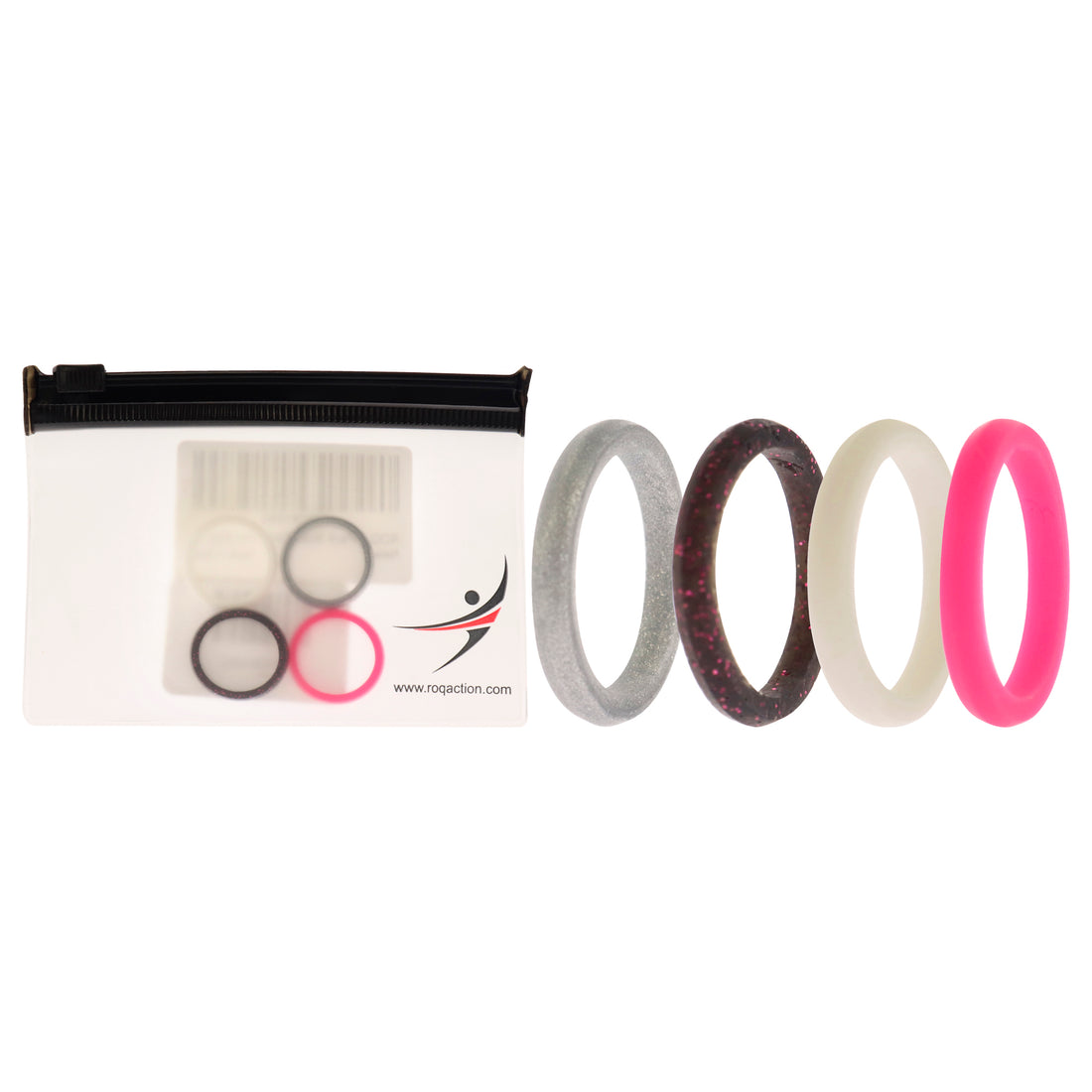 ROQ Silicone Wedding Stackble Point Ring Set - Pink