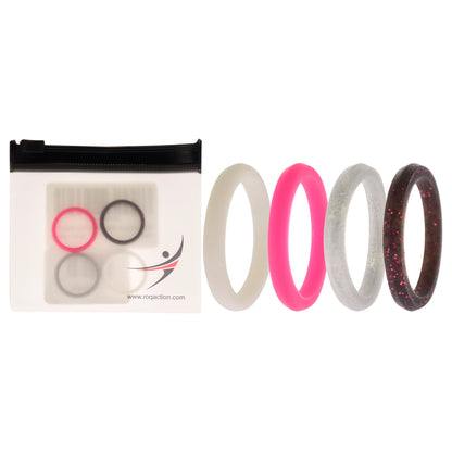 ROQ Silicone Wedding Stackble Point Ring Set - Pink