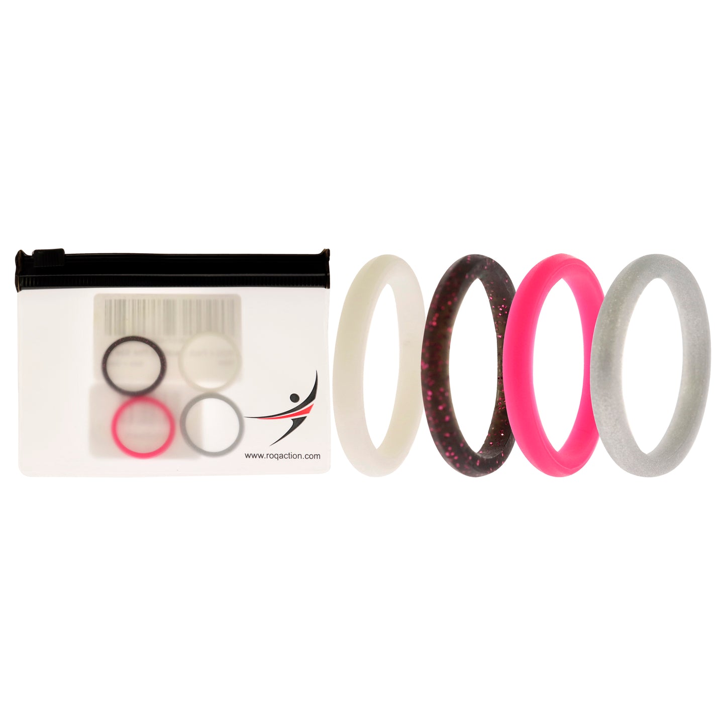 ROQ Silicone Wedding Stackble Point Ring Set - Pink