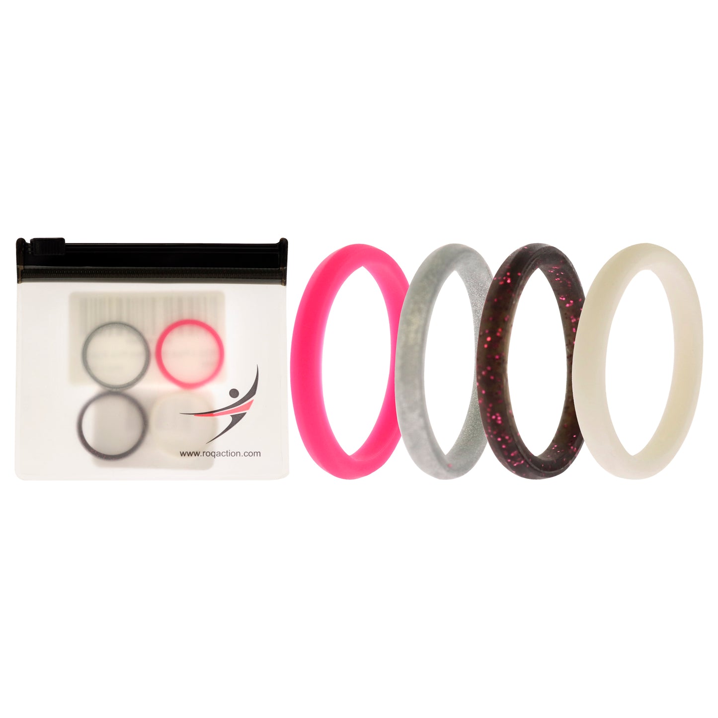 ROQ Silicone Wedding Stackble Point Ring Set - Pink