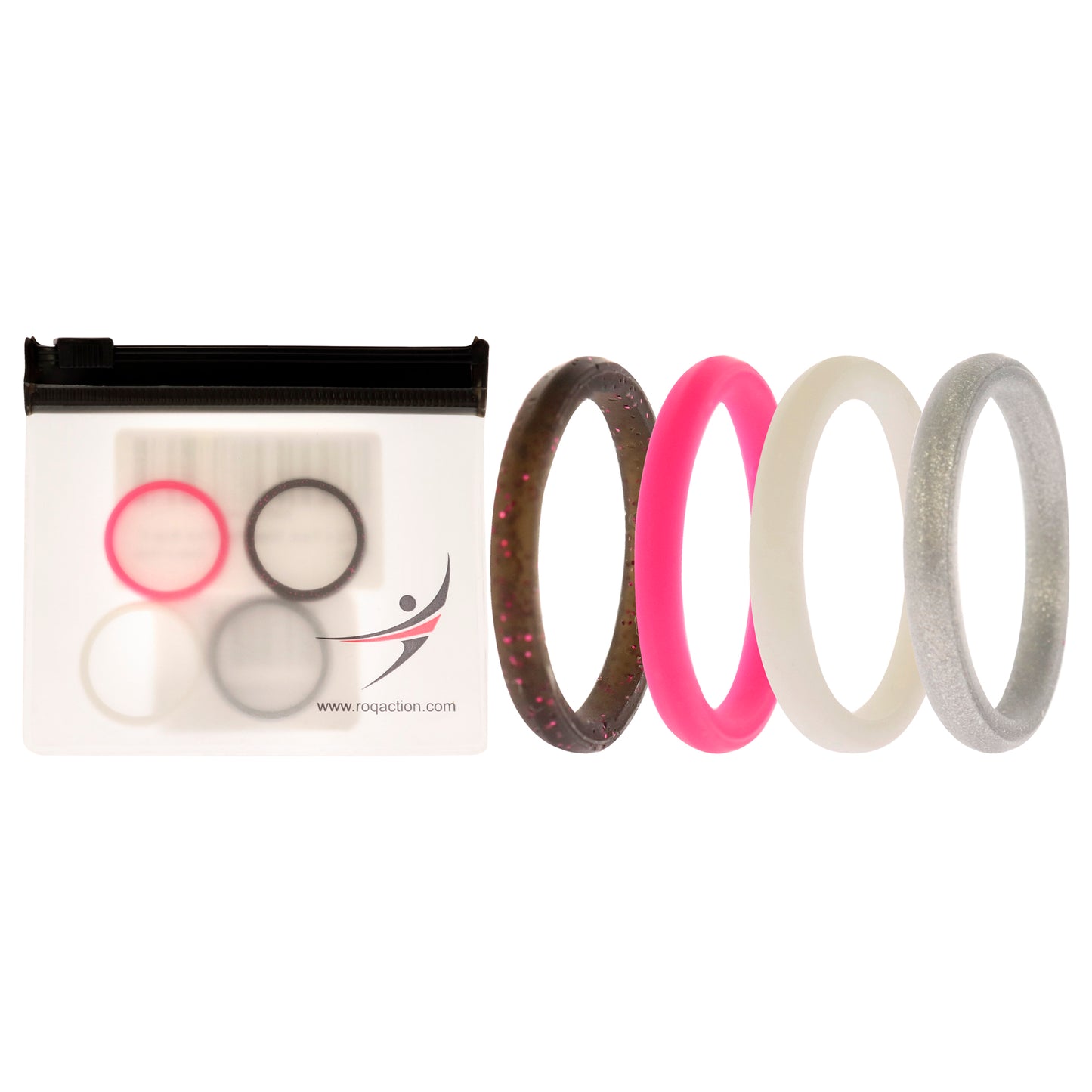 ROQ Silicone Wedding Stackble Point Ring Set - Pink