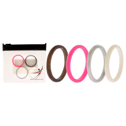 ROQ Silicone Wedding Stackble Point Ring Set - Pink