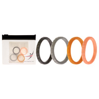 ROQ Silicone Wedding Stackble Lines Ring Set - Metal