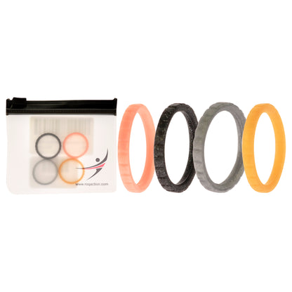 ROQ Silicone Wedding Stackble Lines Ring Set - Metal