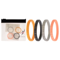 ROQ Silicone Wedding Stackble Lines Ring Set - Metal