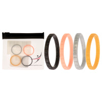 ROQ Silicone Wedding Stackble Lines Ring Set - Metal