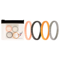 ROQ Silicone Wedding Stackble Lines Ring Set - Metal