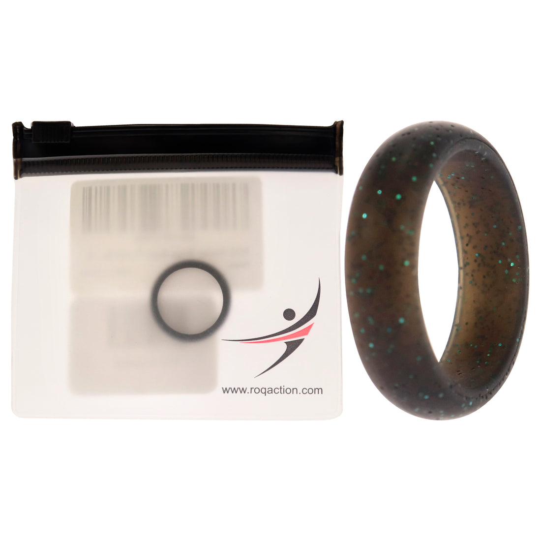 Silicone Wedding Single Ring - Black-Turquoise Glitter