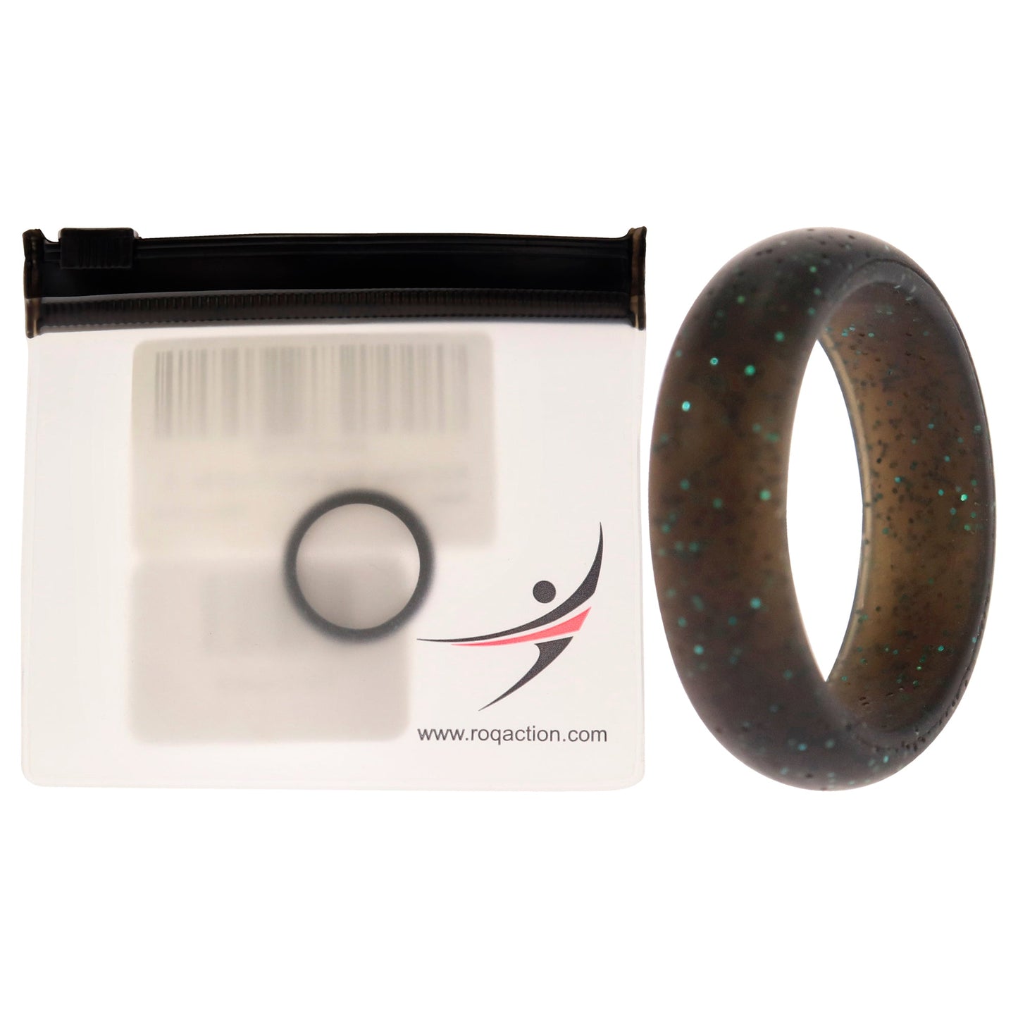Silicone Wedding Single Ring - Black-Turquoise Glitter