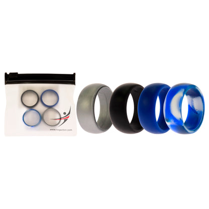 ROQ Silicone Wedding Ring Set - Blue-Camo