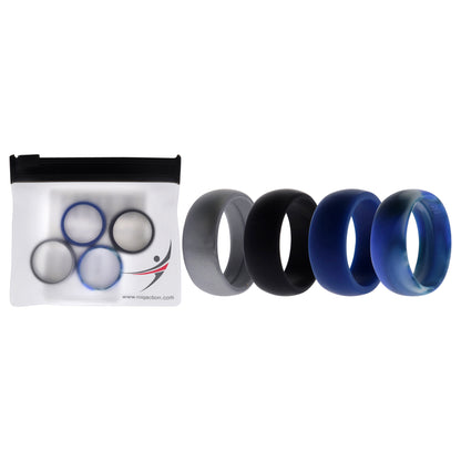 ROQ Silicone Wedding Ring Set - Blue-Camo