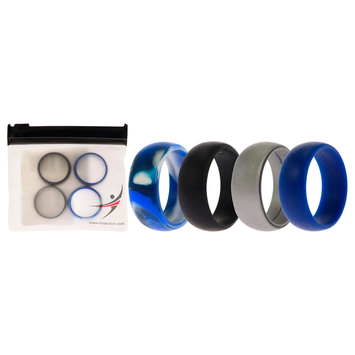 ROQ Silicone Wedding Ring Set - Blue-Camo