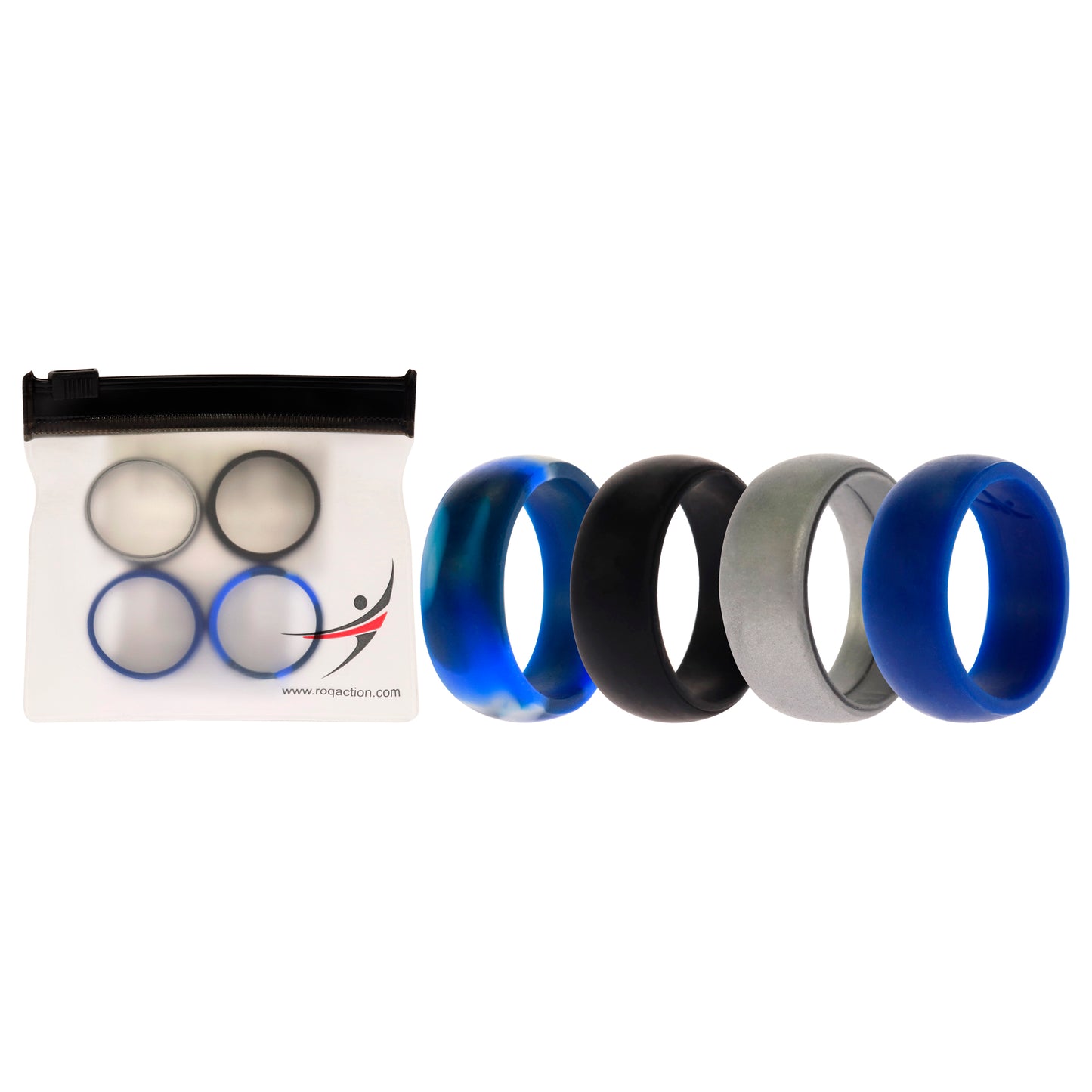 ROQ Silicone Wedding Ring Set - Blue-Camo