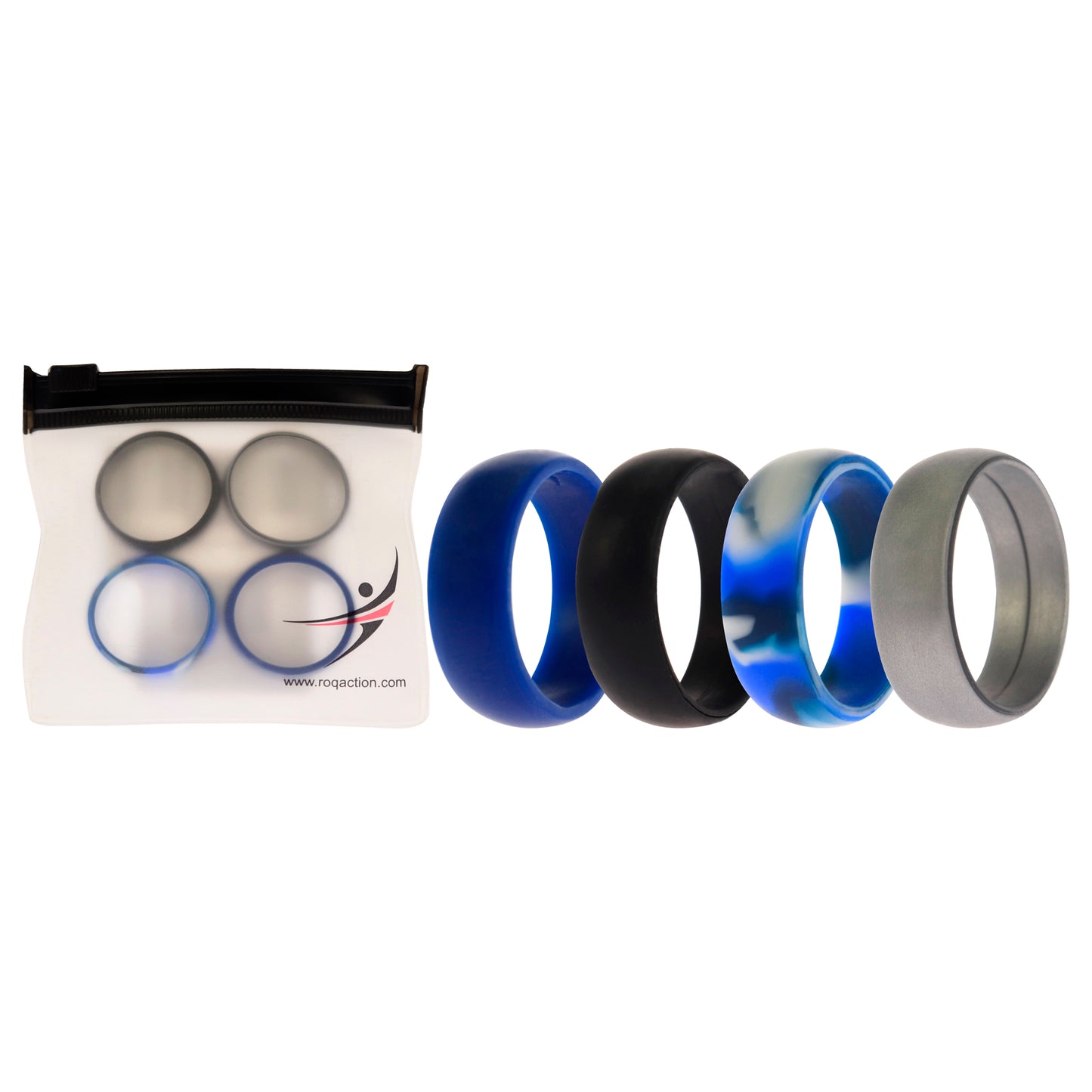 ROQ Silicone Wedding Ring Set - Blue-Camo