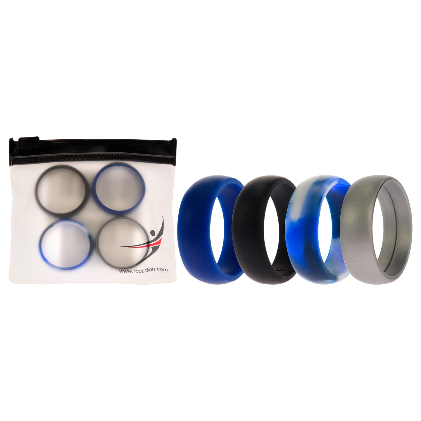 ROQ Silicone Wedding Ring Set - Blue-Camo