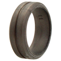 ROQ Silicone Wedding Middle Line Single Ring - Silver