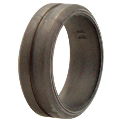 ROQ Silicone Wedding Middle Line Single Ring - Silver