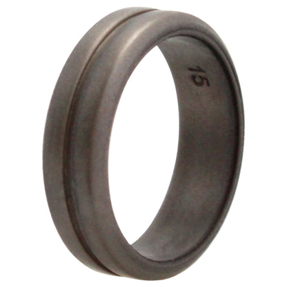ROQ Silicone Wedding Middle Line Single Ring - Silver
