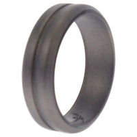 ROQ Silicone Wedding Middle Line Single Ring - Silver