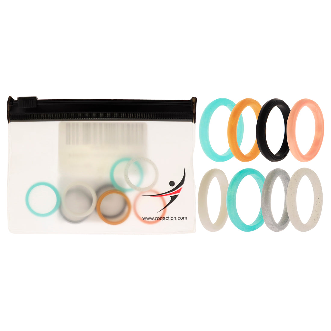 ROQ Silicone Wedding Stackble Point Ring Set - Turquoise-Black