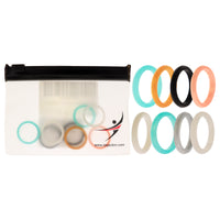 ROQ Silicone Wedding Stackble Point Ring Set - Turquoise-Black