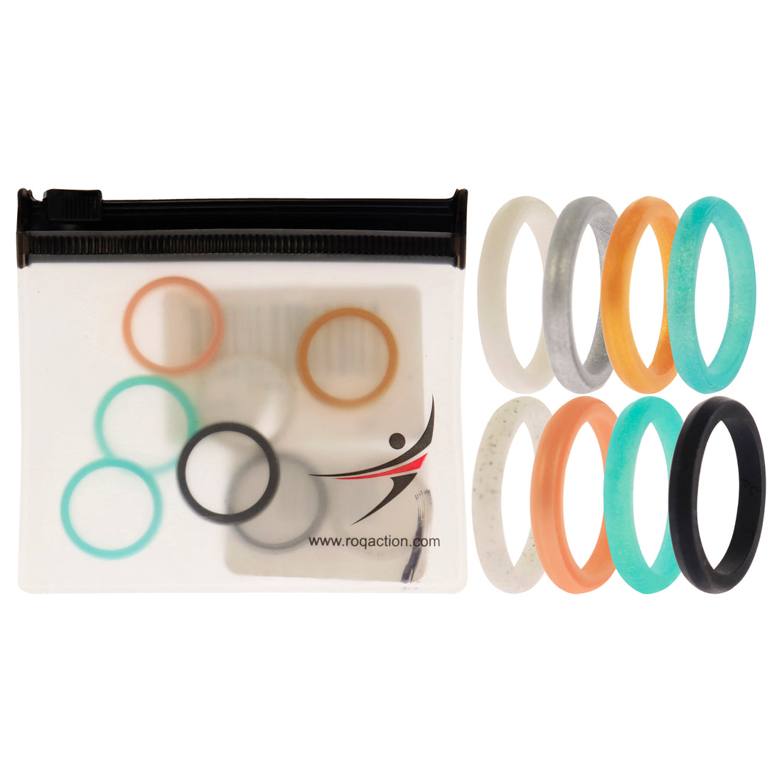 ROQ Silicone Wedding Stackble Point Ring Set - Turquoise-Black