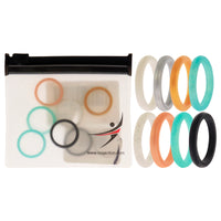 ROQ Silicone Wedding Stackble Point Ring Set - Turquoise-Black