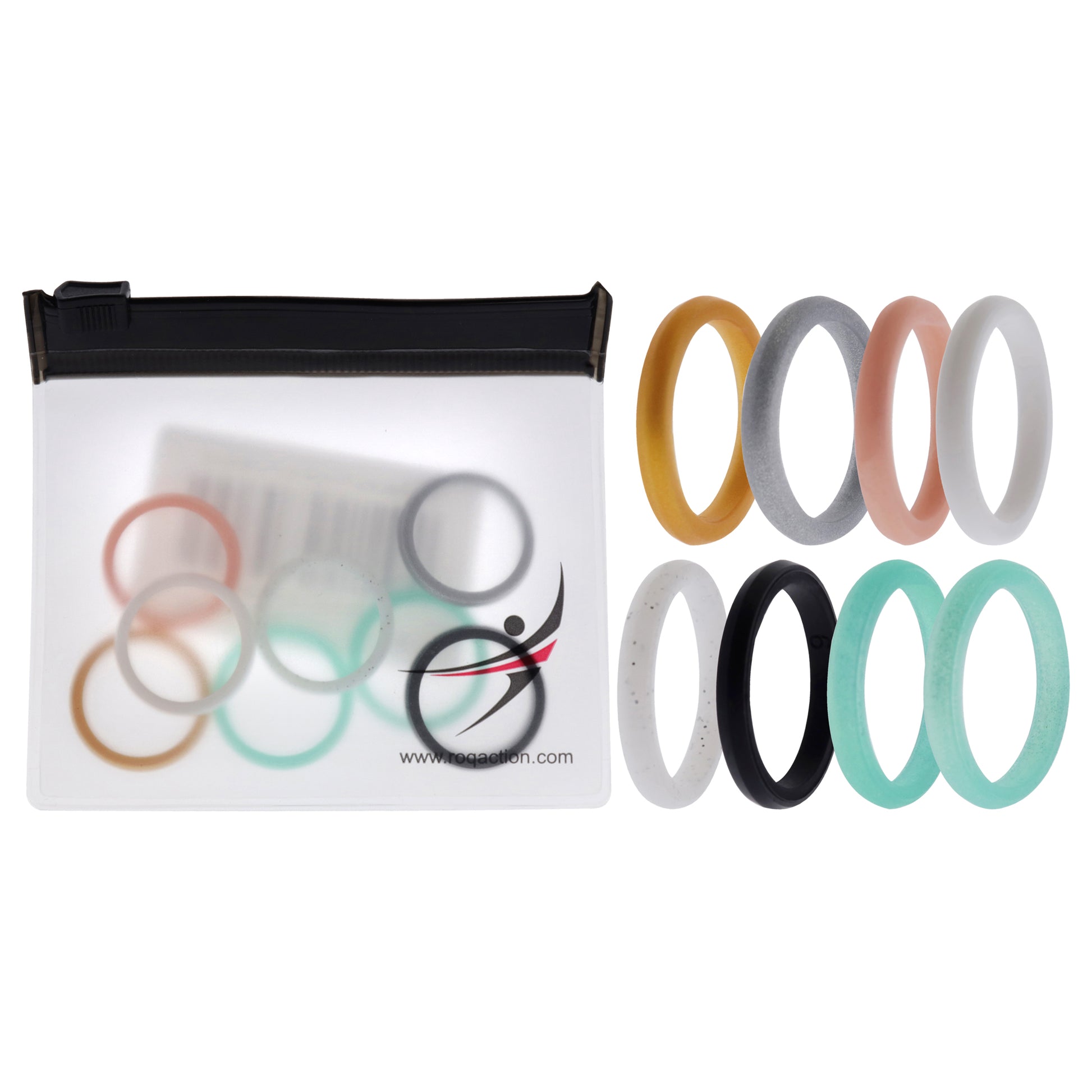 ROQ Silicone Wedding Stackble Point Ring Set - Turquoise-Black