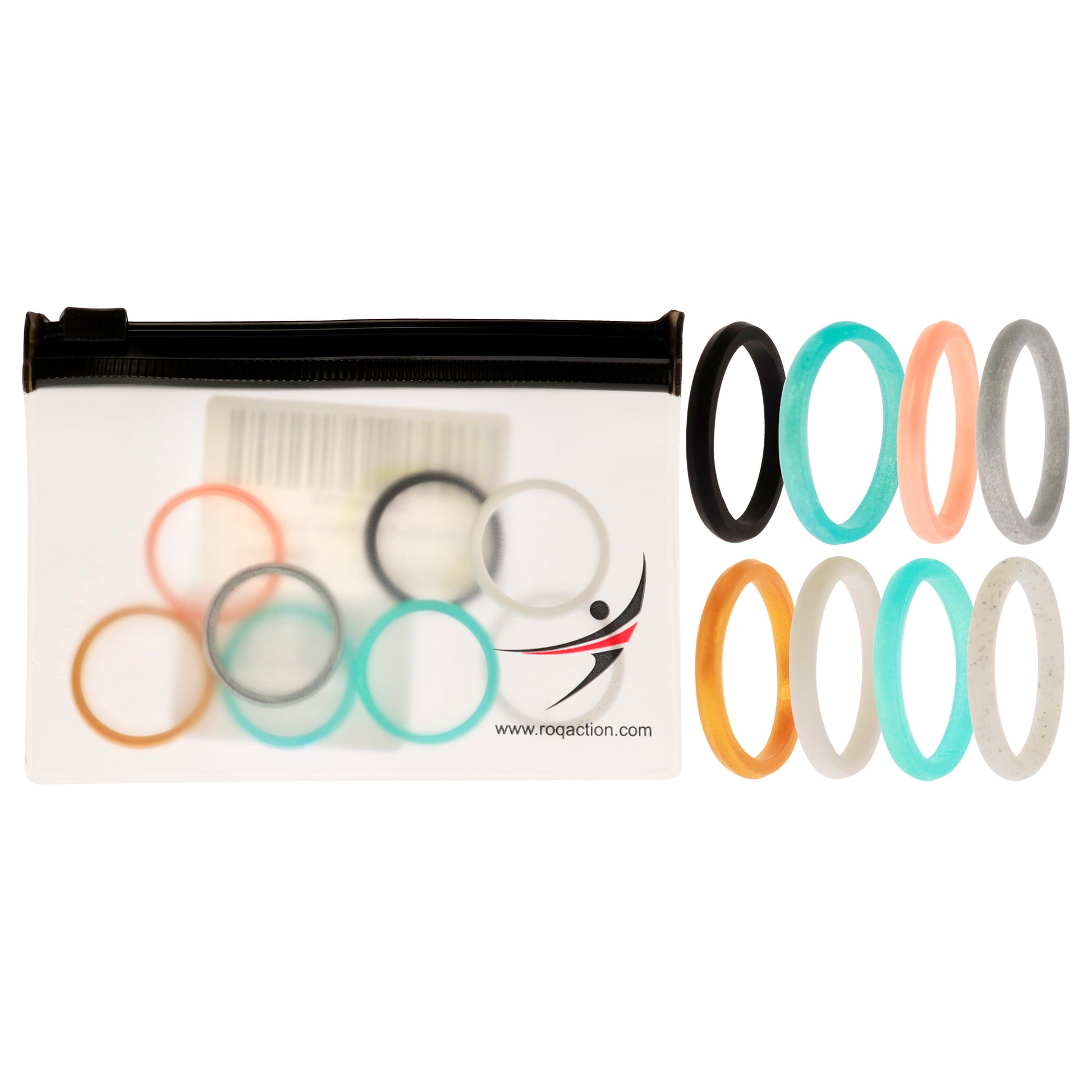 ROQ Silicone Wedding Stackble Point Ring Set - Turquoise-Black