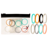 ROQ Silicone Wedding Stackble Point Ring Set - Turquoise-Black