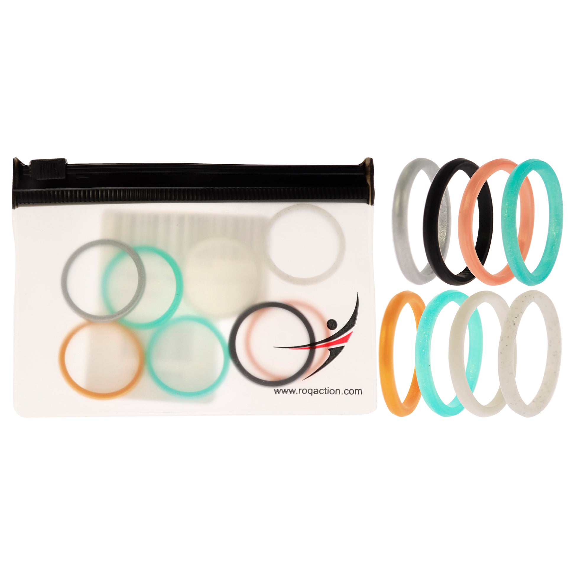 ROQ Silicone Wedding Stackble Point Ring Set - Turquoise-Black
