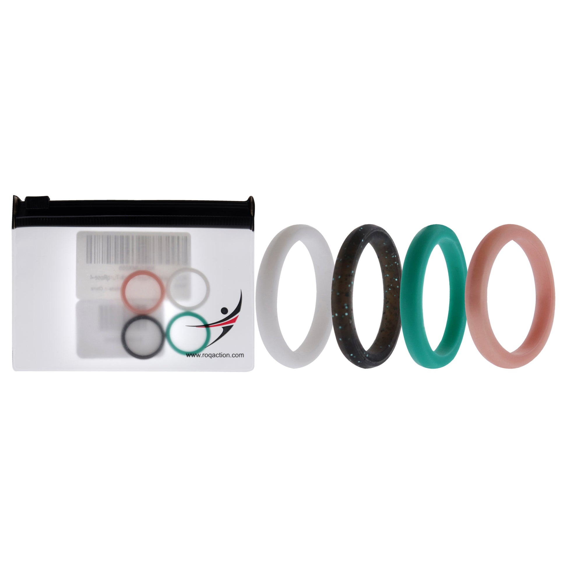 ROQ Silicone Wedding Stackble Point Ring Set - Turquoise-Black