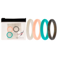 ROQ Silicone Wedding Stackble Point Ring Set - Turquoise-Black