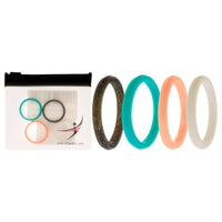 ROQ Silicone Wedding Stackble Point Ring Set - Turquoise-Black