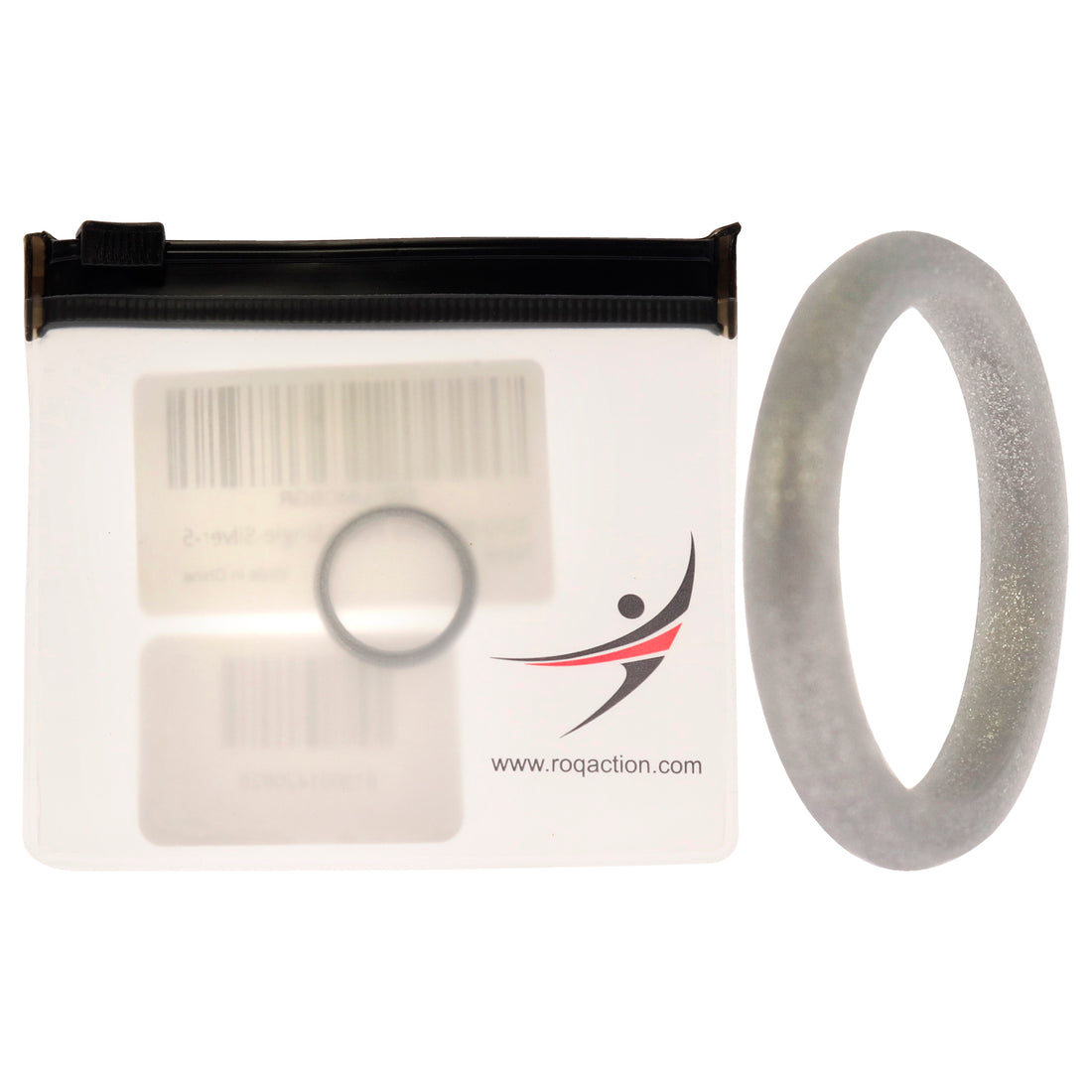 ROQ Silicone Wedding Stackble Point Single Ring - Silver