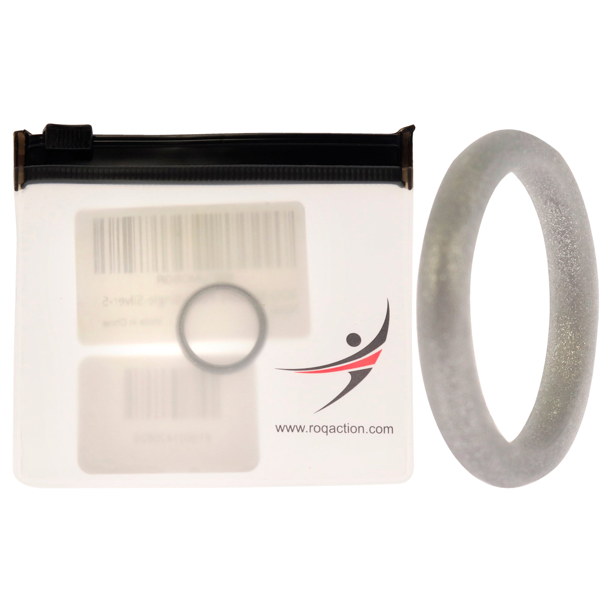 ROQ Silicone Wedding Stackble Point Single Ring - Silver